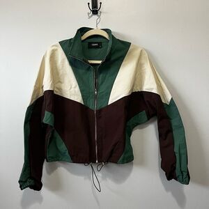 CIDER Zip Up Cropped Jacket with Drawstring Waist S